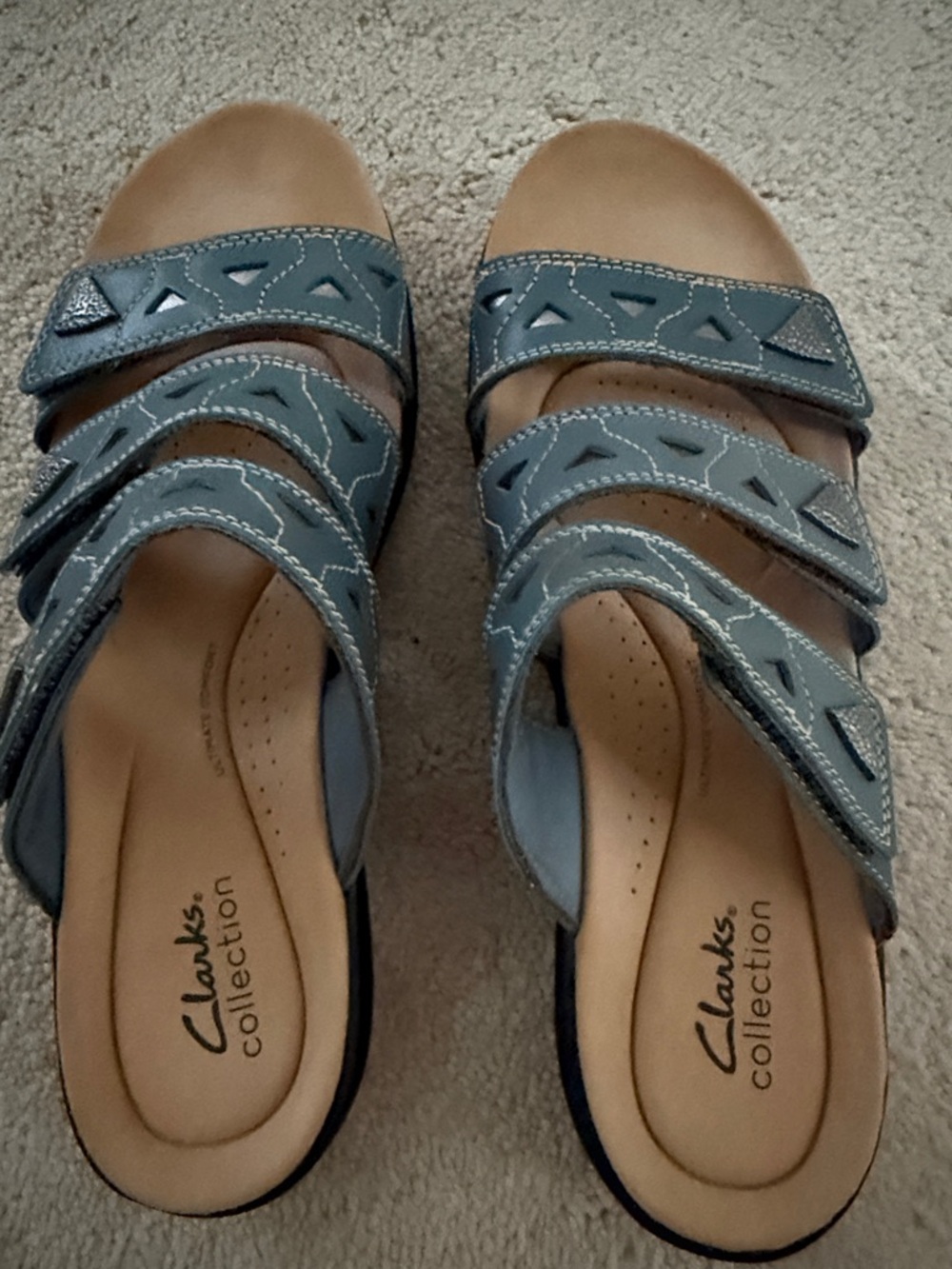 Clarks Women's Sandals in Blue and Tan - Picture 8 of 9